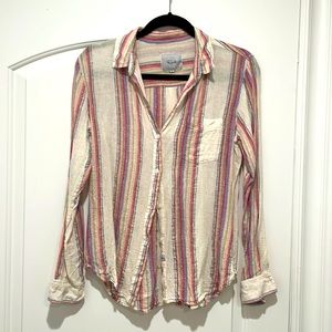 Rails stripe gauze button down